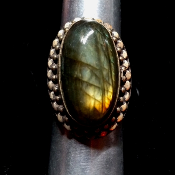 112 NWT Labradorite gemstone crystal 925 silver ring size 9 free shipping sale - Picture 3 of 7